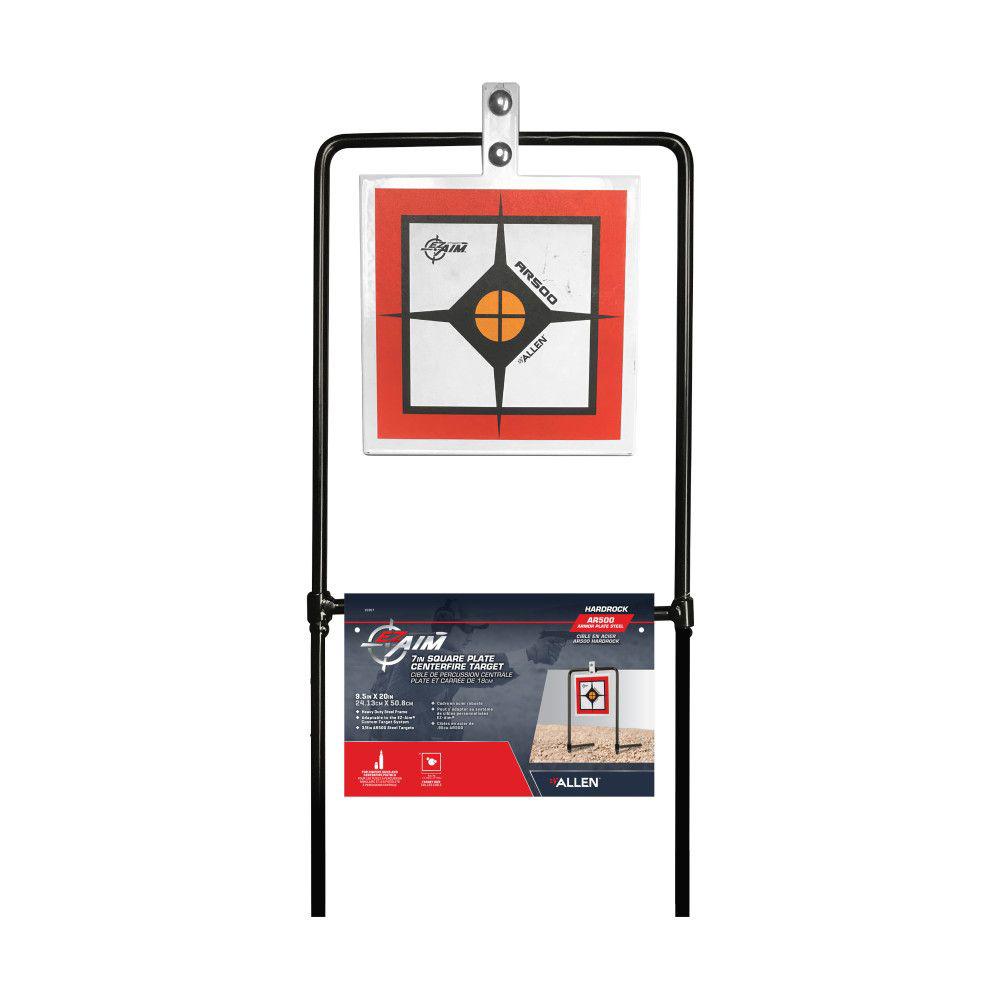 Allen EZ-Aim Hardrock AR500 Square Spinner Target & Stand for Rimfire Rounds & Centerfire Pistols 9.5"W x 20"H White/Red/Black