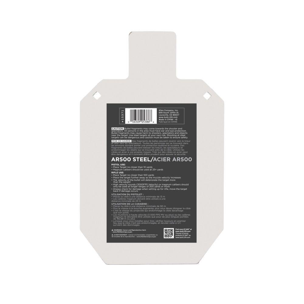 EZ-Aim Hardrock AR500 IPSC Silhouette Shooting Target 9"W x 14.875H" White/Red/Black