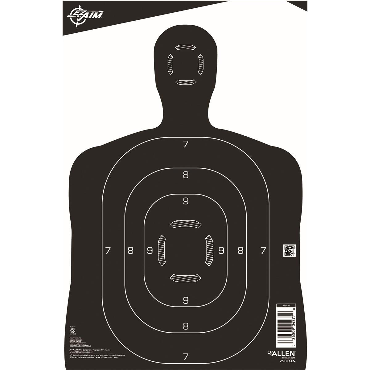 Allen EZ Aim Paper Silhouette Target 12x18 Black & White 25/ct