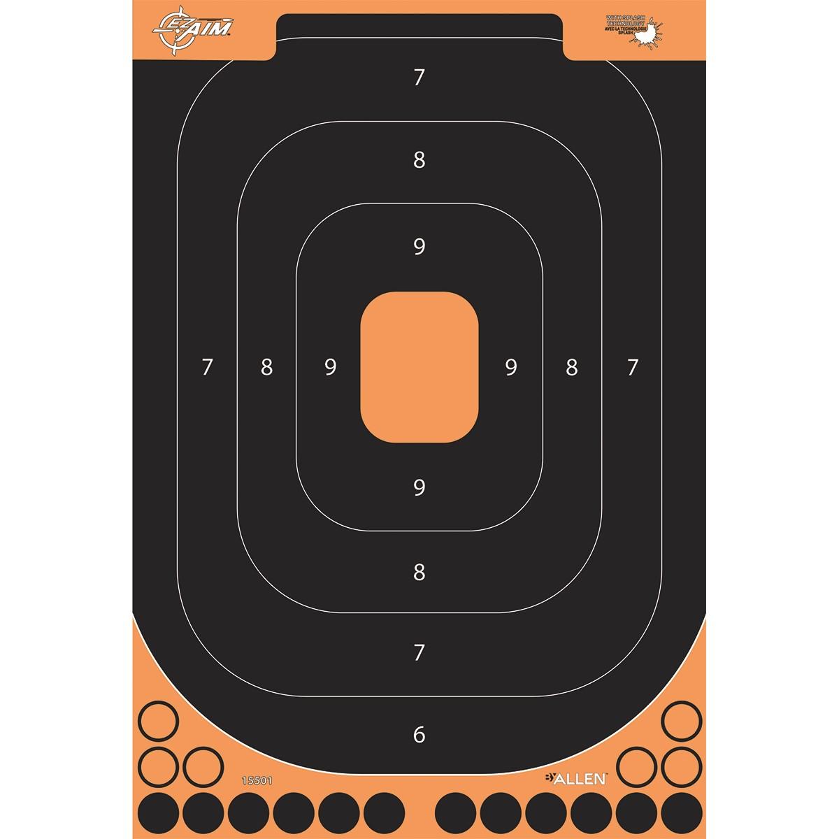 Allen Adhesive Splash Handgun Training Target 12x18" Orange and Black 5/ct