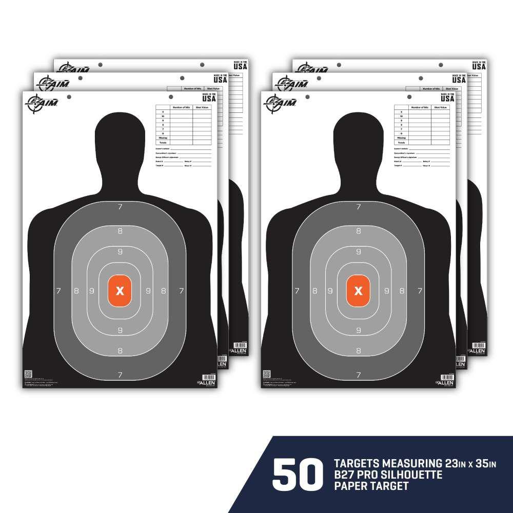 Allen EZ Aim B27 Pro Silhouette Paper Target 23" x 35" 50/ct
