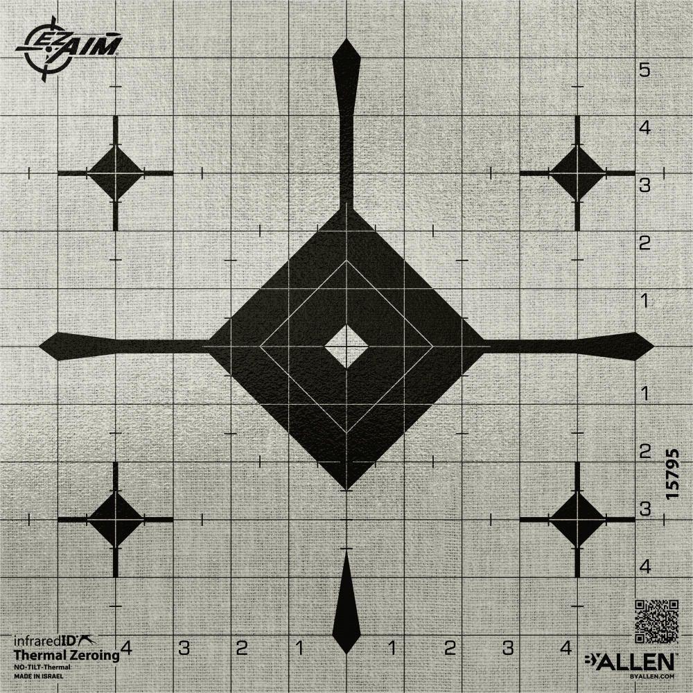 Allen EZ Aim Thermal ID Grid Bullseye Paper Target 12" x 12" - Gray