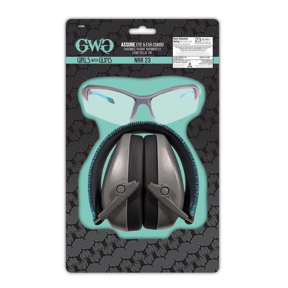 Allen Girls With Guns Assure Protective Safety Glasses & Earmuffs Combo Set Gray/Teal/Black NRR - 23dB