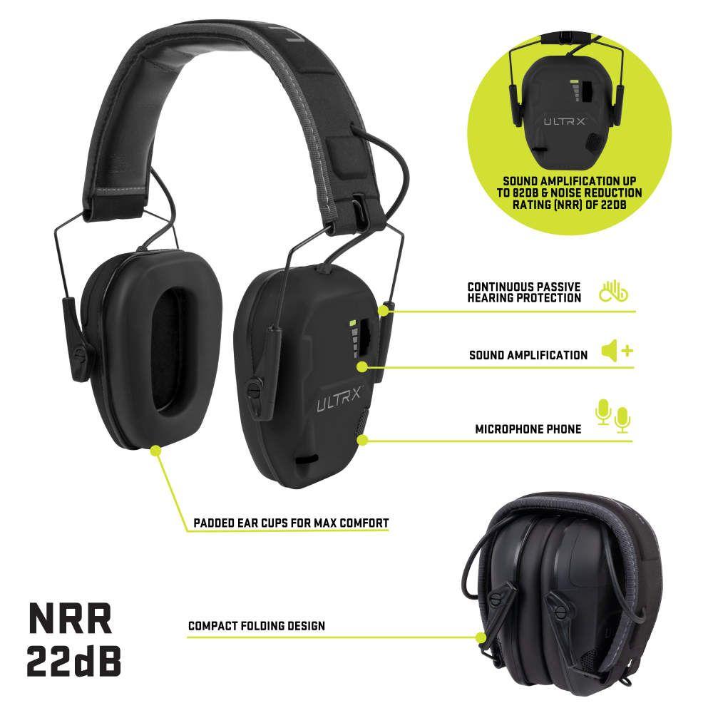 Allen ULTRX Bionic Electronic Earmuff 22dB Midnight Grey