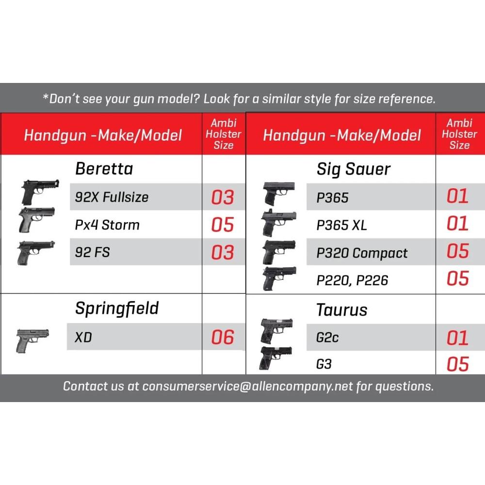 Allen Company Ambidextrous Belt Holster Size 5 For Large Autos 3.75-4.5" Black Ambi