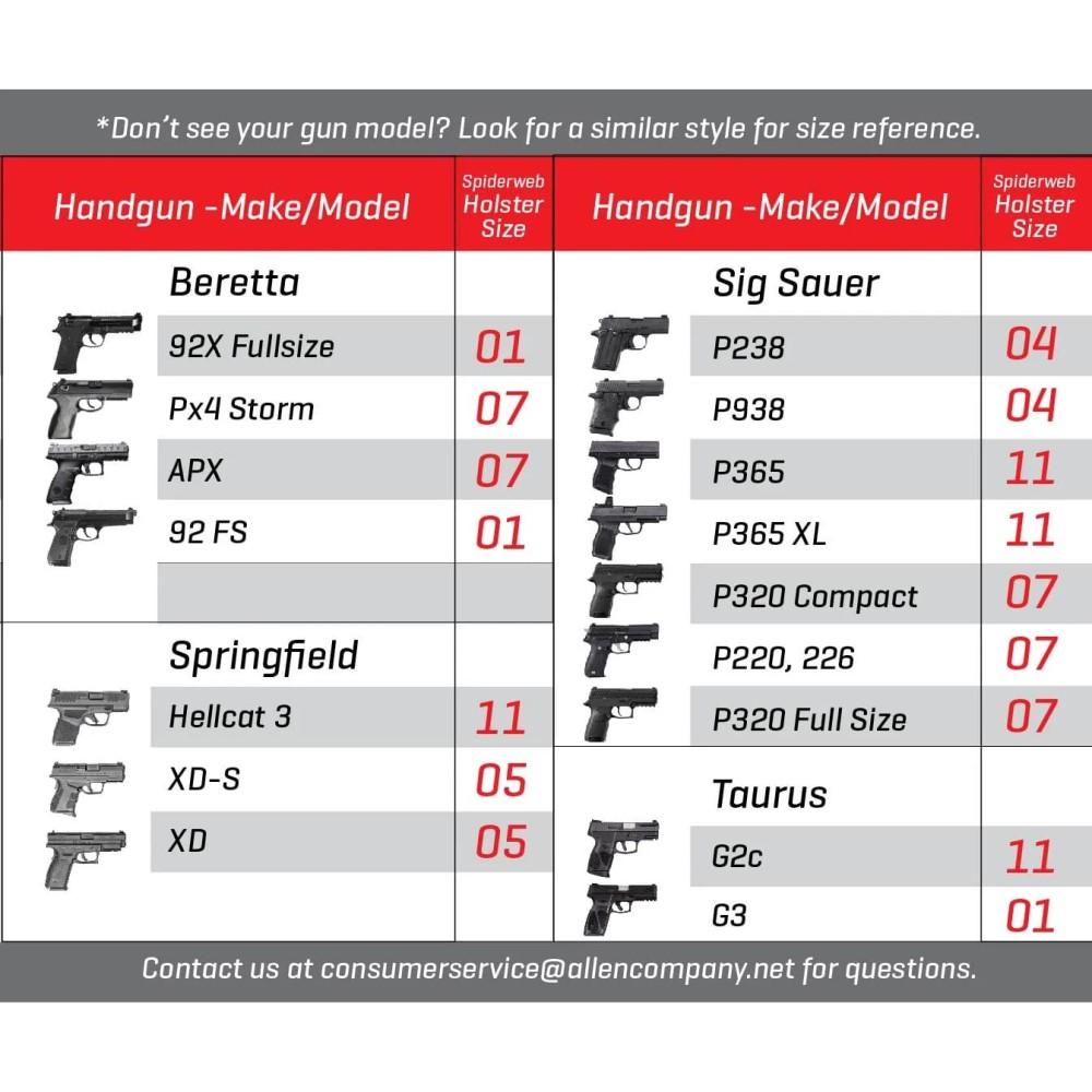 Allen Spiderweb In the Pocket Holster Size 11 for Ruger LC9 Compact 9mm Black Ambi