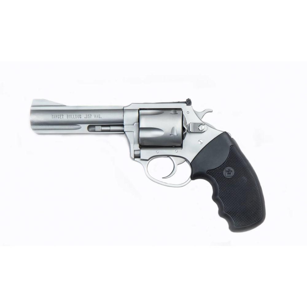 Charter Arms .357 Mag Pug Handgun .357 Mag 5rd Capacity 4.2" Barrel Silver with Full Size Black Grip REFURBISHED