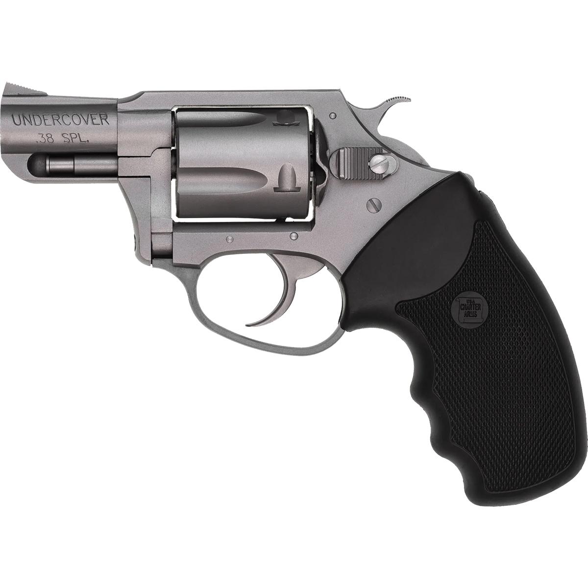 Charter Arms Undercover Full Size Handgun .38 Spl 5/rd Capacity 2" Barrel Silver with Black Grip