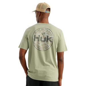 Huk Marlin Circle Short Sleeve Pocket Shirt Seagrass L
