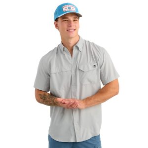 Huk Tide Point Short Sleeve Button Down Shirt Seagull XL