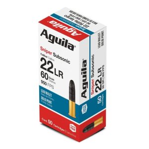 Aguila Sniper Subsonic Rimfire Ammunition .22 LR 60 gr 950 fps 50/ct
