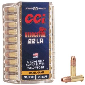 CCI Velocitor HP Rimfire Ammunition .22 LR 40 gr CPHP 1435 fps 5000/ct Case (100-50/ct Boxes)
