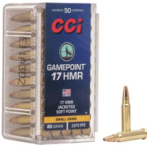 CCI .17 HMR GamePoint Rimfire Ammunition .17 HMR 20 gr JSP 2375 fps 2000/ct Case (40-50/ct Boxes)