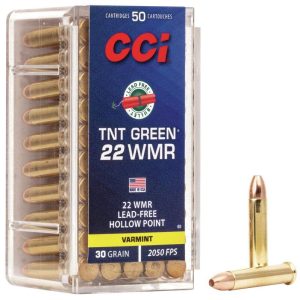 CCI TNT Green Rimfire Ammunition .22 WMR 30 gr HP 2050 fps 2000/ct Case (40-50/ct Boxes)