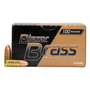 CCI Blazer Brass Handgun Ammunition 9mm Luger 115 gr FMJ 1145 fps 100/ct Bulk Loose Pack