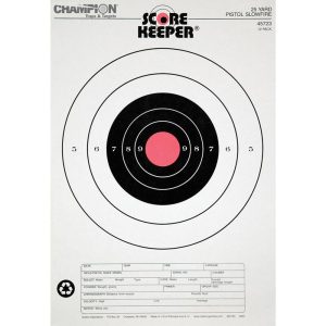 Champion Scorekeeper Targets Fluorescent Orange Bull 25 yd. Pistol Slow Fire 12/ct