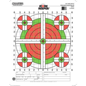 Champion Scorekeeper Paper Targets Fluorescent Orange Green Bull 100 yd. Rifle Sight-In 12/ct