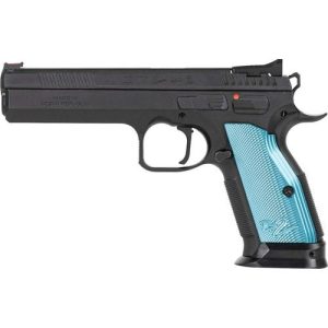 CZ-USA TS2 Handgun 9mm Luger 10rd Magazines (2) 5.28" Barrel Black with Aluminum Blue Grips