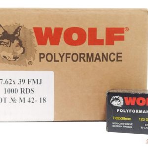 Wolf WPA Polyformance Rifle Ammunition 7.62x39mm 123 gr FMJ 2396 fps 1000/ct