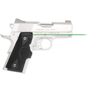 Crimson Trace LG-404G Front Activation Green Handgun Lasergrips for 1911 Compact Black