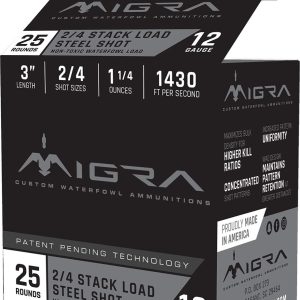 Migra Waterfowl Steel Shot Shotshell 12 ga 3" 1-1/4 oz 1430 fps #2 4 25/ct