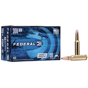 Federal American Eagle Varmint & Predator Rifle Ammunition .308 Win 130 gr JHP 3050 fps 40/ct