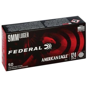 American Eagle Handgun Ammunition 9mm Luger 124 gr FMJ 1150 fps 1000/ct