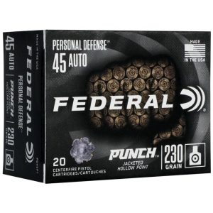 Federal Personal Defense Punch Handgun Ammunition .45 ACP 230 gr JHP 890 fps 20/ct