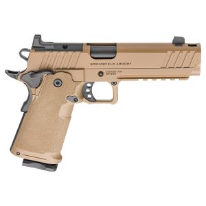 Springfield 1911 DS Prodigy Comp Handgun 9mm Luger 17(1) &20(1) Magazines 5" Barrel Coyote Brown Optic Ready
