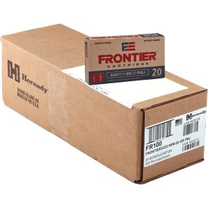 Hornady Frontier Rifle Ammunition .223 Rem 55 gr FMJ 3240 fps 500/ct Case (25-20/ct Boxes)