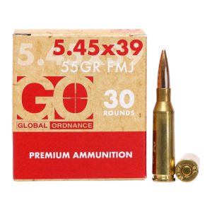 Global Ordnance Rifle Ammunition 5.45x39mm 55gr FMJ 2854 fps 900/ct Case (30-30/ct Boxes)