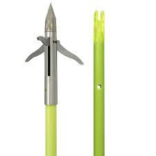 Muzzy Iron 3-Blade Fish Point w Chartreuse Arrow