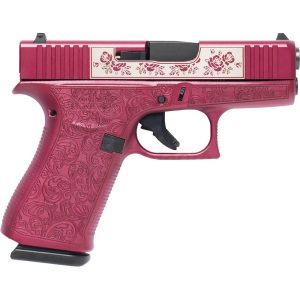 Glock 43X "Full Engraved Paisley" Black Cherry Handgun 9mm Luger 10rd Magazines(2) 3.4" Barrel Accessory Rail USA Made