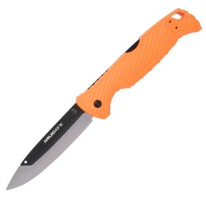 Muddy Swap Replace-A-Blade Folding Knife 3-1/2" Drop Point Blade Orange with 5 Blades and Pouch