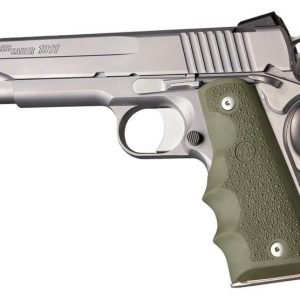Hogue 1911 Govt. Model Grip with Finger Grooves - OD Green Rubber
