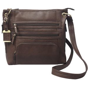 Bulldog Large Cross Body Style Purse w/Holster Chocolate Brown