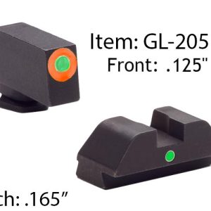 Ameriglo Glock Tritium I-Dot Night Sight Set for Glock 42 43 - Orange Outline Front / Single Green Dot Rear