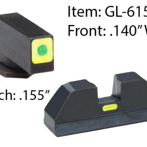 Ameriglo Glock CAP Sight Set For Glock 20 21 29 30 31 32 36 40 41 - Green Tritium Lime Green Lumisquare Outline Front/Rear