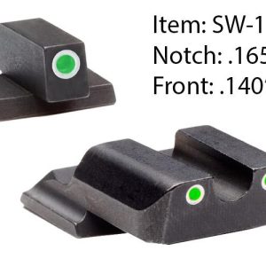 Ameriglo Classic Style Night Sight Set for S&W M&P Shield / Front Tritium - Green / Front Outline - White / Rear Tritium - Green / Rear Outline  White