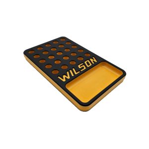 L.E. Wilson Reloading Tray with Bullet/Primer Cup .380" 25 Hole Black/Yellow