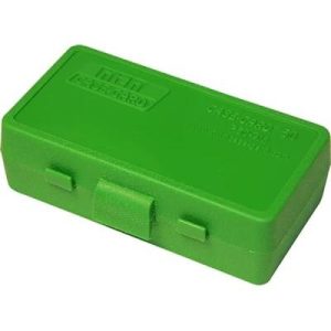 MTM Case Guard P-50 Series Handgun Ammo Box for 44/41/45 Mag 50 Rounds Green