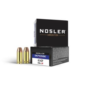 Nosler Defense Handgun Ammunition .45 ACP (+P) 230 gr Bond-JHP 950 fps 20/rd