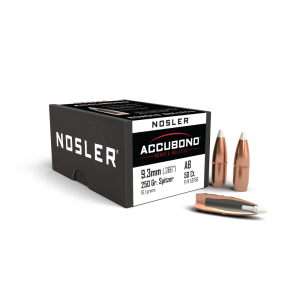 Nosler AccuBond Rifle Bullets 9.3mm Cal .366" 250 gr SBT-ACB w CANN 50/ct