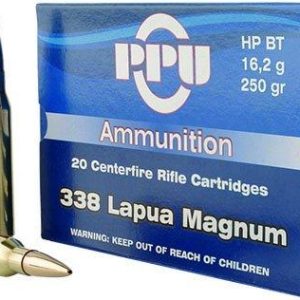 PPU Rifle Ammunition .338 Lapua Magnum 250 gr HPBT 2953 fps 10/ct