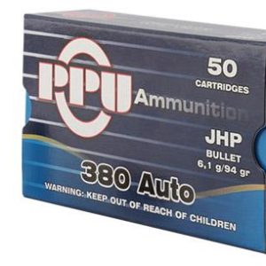 PPU Handgun Ammunition .380 ACP 94 gr JHP 951 fps 951 fps 50/ct