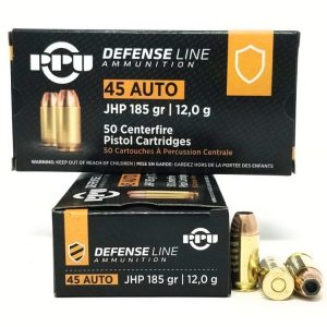 PPU Defense Handgun Ammunition .45 Acp 185 gr JHP 935 fps 50/ct