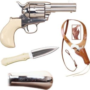 THUNDERER DOC HOLLIDAY 3 1/2" .45LC W/HUCKLEBERRY SHOULDER RIG W/NUM DAGGER