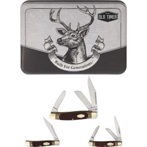 Old Timer Folding Knife Set with Tin