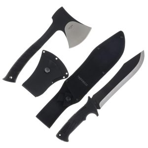Schrade Machete Axe Combo 8-1/2" Machete Blade 3-2/5" Axe Blade Black