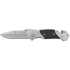 Smith & Wesson 1st Response Drop Point Folding Knife 3 3/10" Blade Black and Silver